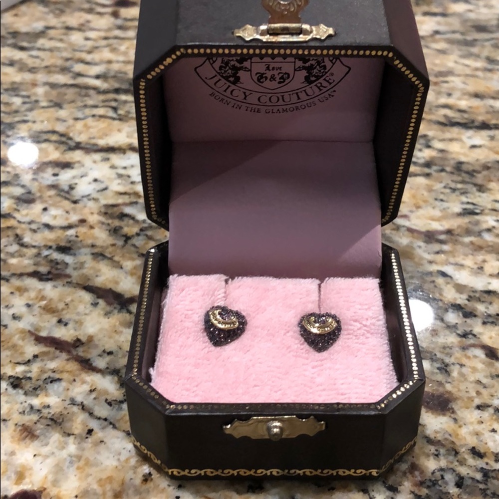 BNWT Juicy Couture Purple Pave Heart Earrings